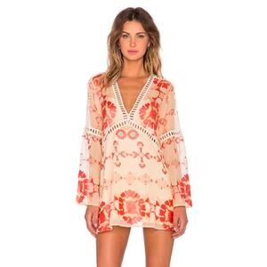 ​For Love & Lemons Festival Boho Mini Dress Cream Floral Small